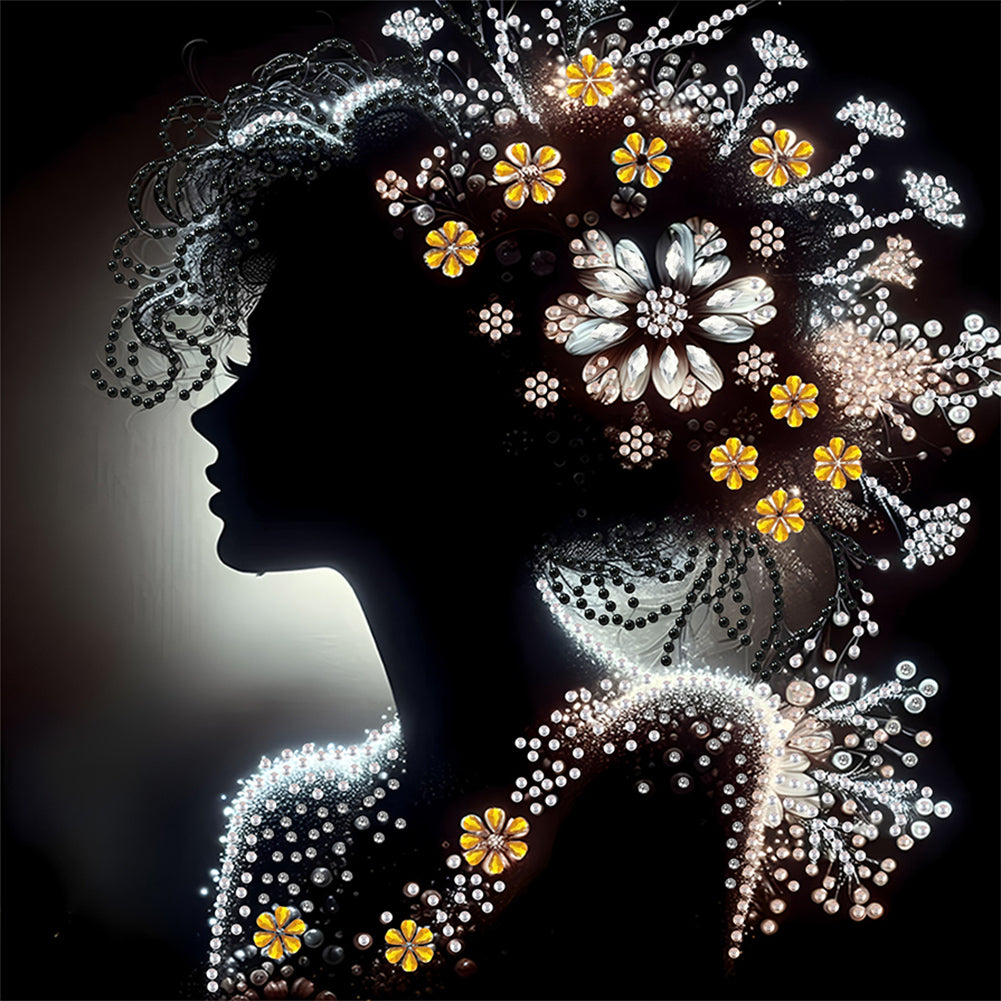 Diamond Painting - Partial Special Shaped - Elegant Silhouette Woman (30*30CM)