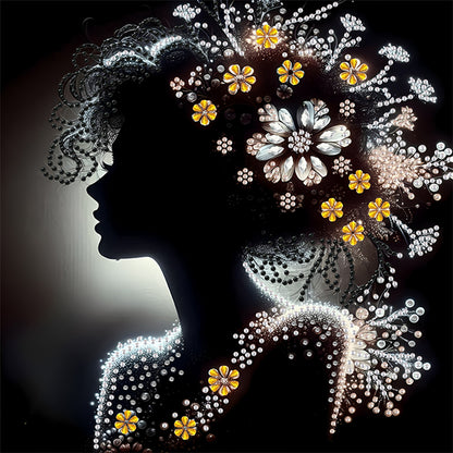 Diamond Painting - Partial Special Shaped - Elegant Silhouette Woman (30*30CM)