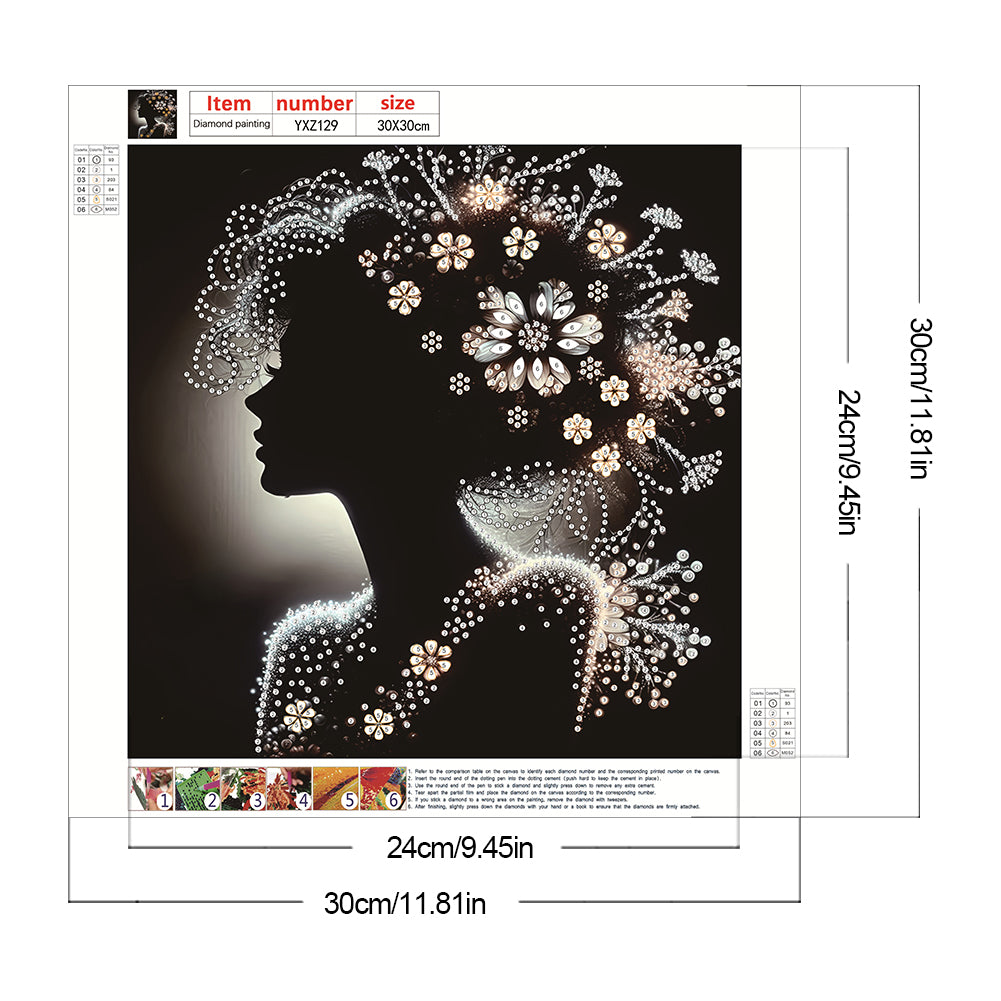 Diamond Painting - Partial Special Shaped - Elegant Silhouette Woman (30*30CM)