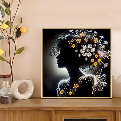 Diamond Painting - Partial Special Shaped - Elegant Silhouette Woman (30*30CM)