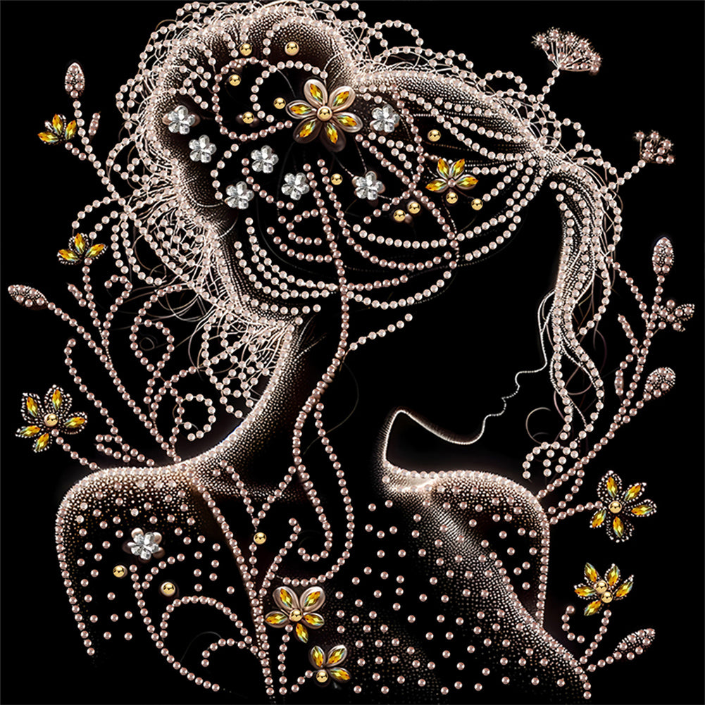 Diamond Painting - Partial Special Shaped - Elegant Silhouette Woman (30*30CM)