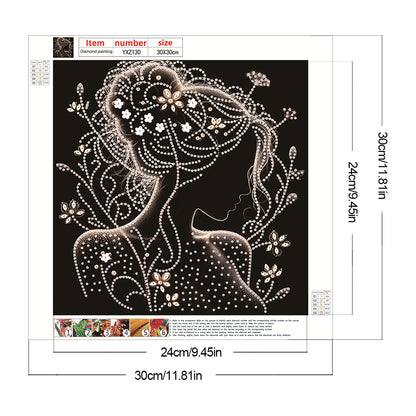 Diamond Painting - Partial Special Shaped - Elegant Silhouette Woman (30*30CM)