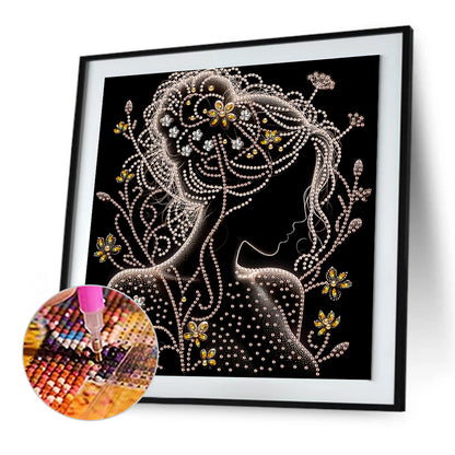 Diamond Painting - Partial Special Shaped - Elegant Silhouette Woman (30*30CM)