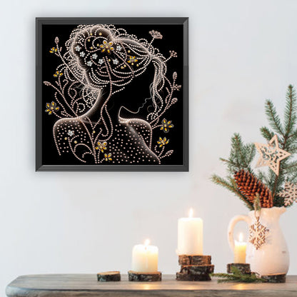 Diamond Painting - Partial Special Shaped - Elegant Silhouette Woman (30*30CM)