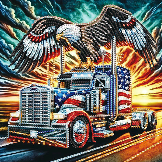 Diamond Painting - Partial Special Shaped - Independence Day With American Flag (30*30CM)