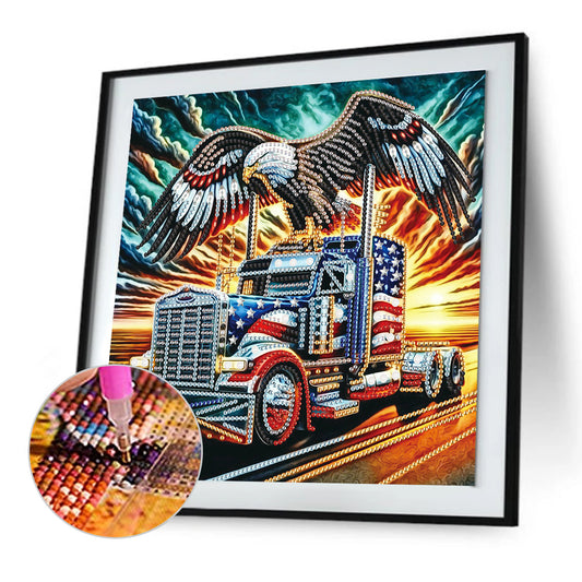 Diamond Painting - Partial Special Shaped - Independence Day With American Flag (30*30CM)