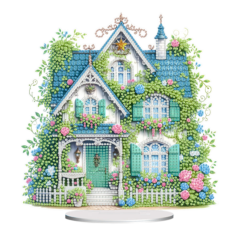 Flower House Acrylic Diamond Painting Tabletop Ornaments Kit for Adults Beginner