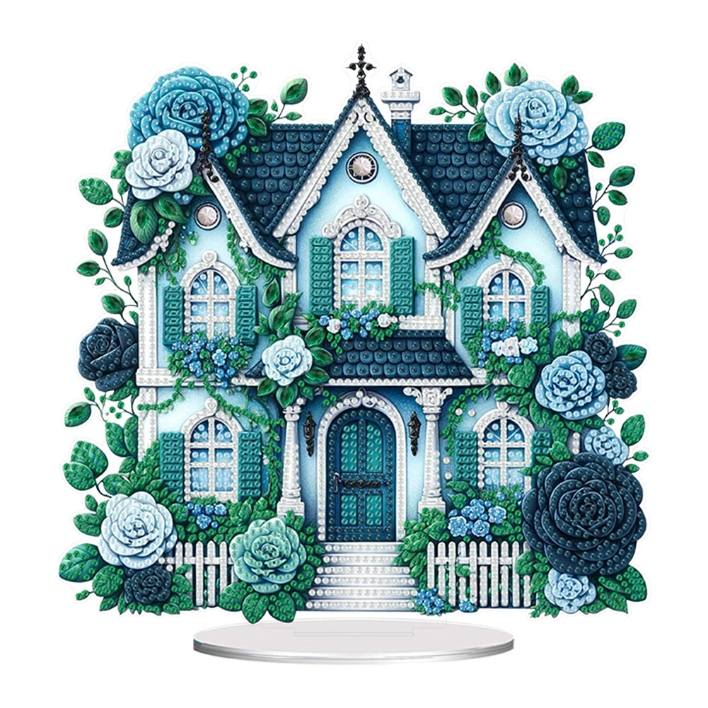 Flower House Acrylic Diamond Painting Tabletop Ornaments Kit for Adults Beginner