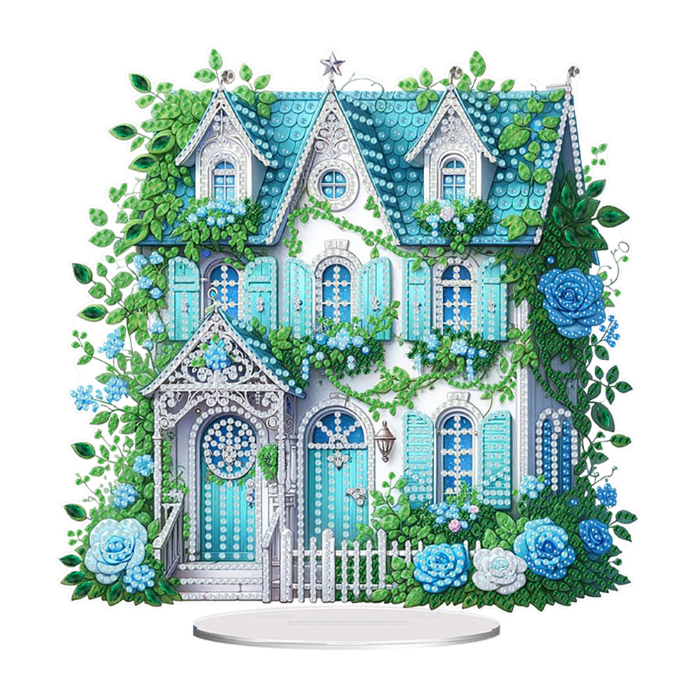 Flower House Acrylic Diamond Painting Tabletop Ornaments Kit for Adults Beginner