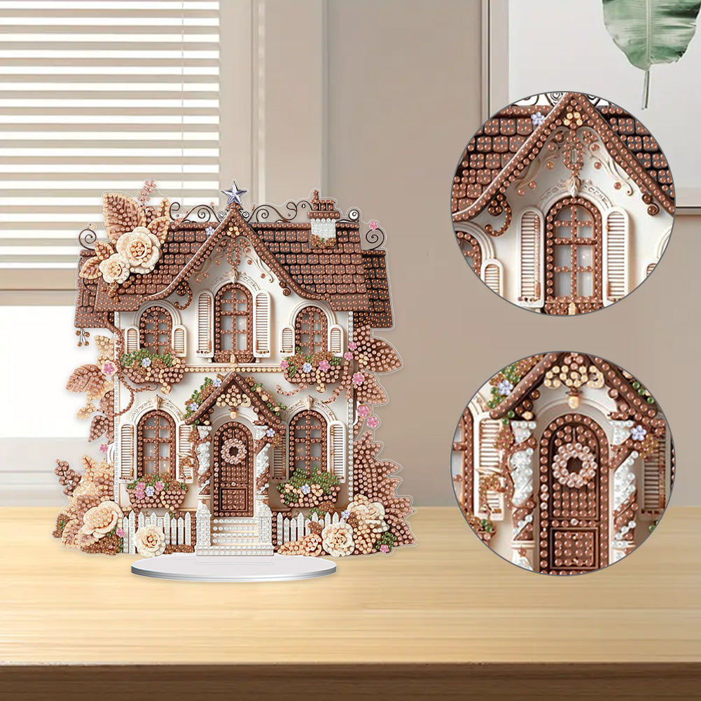 Flower House Acrylic Diamond Painting Tabletop Ornaments Kit for Adults Beginner