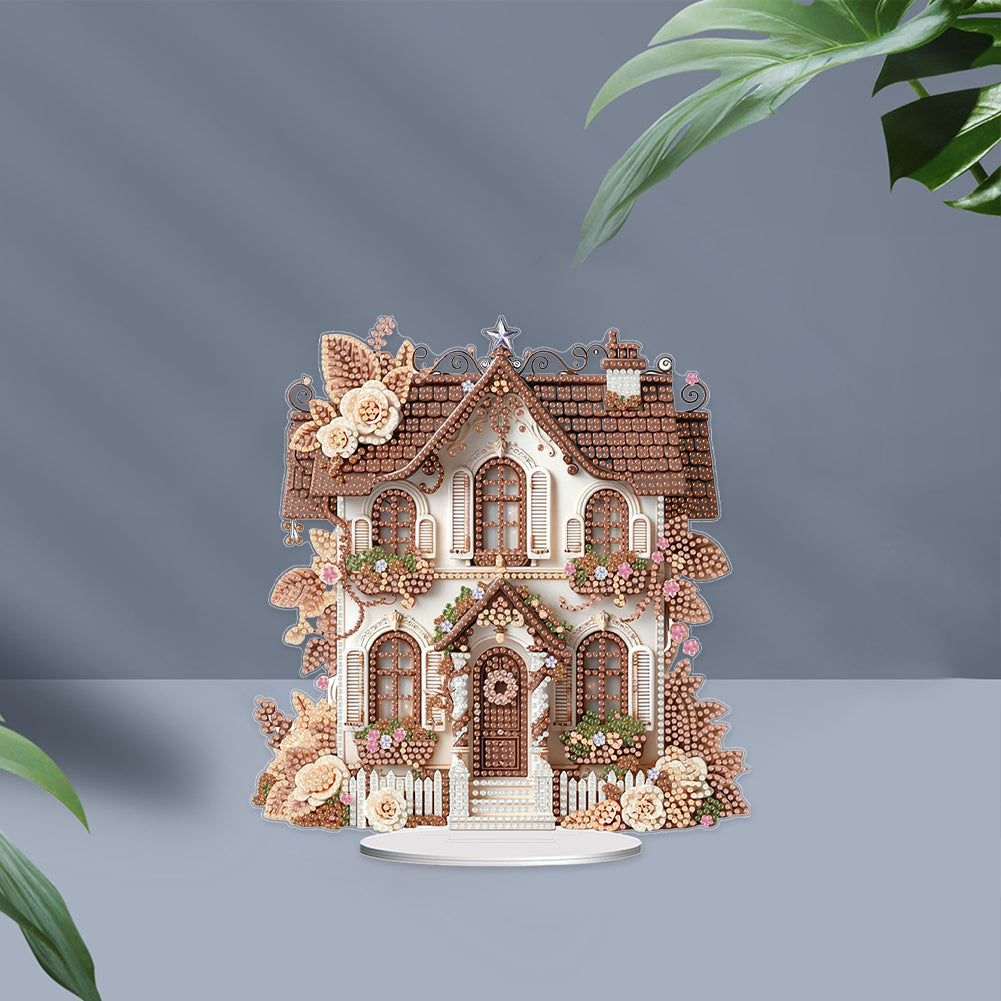 Flower House Acrylic Diamond Painting Tabletop Ornaments Kit for Adults Beginner