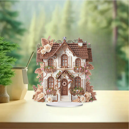 Flower House Acrylic Diamond Painting Tabletop Ornaments Kit for Adults Beginner