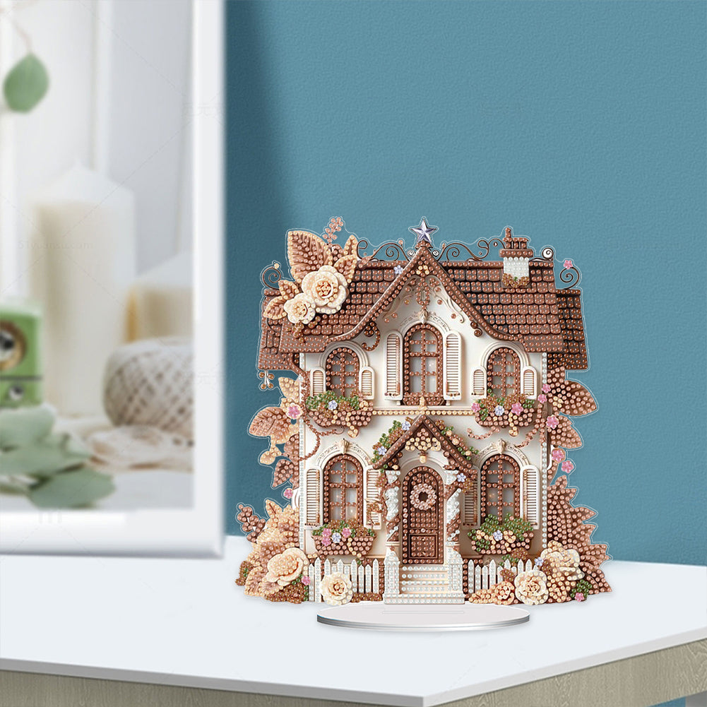 Flower House Acrylic Diamond Painting Tabletop Ornaments Kit for Adults Beginner