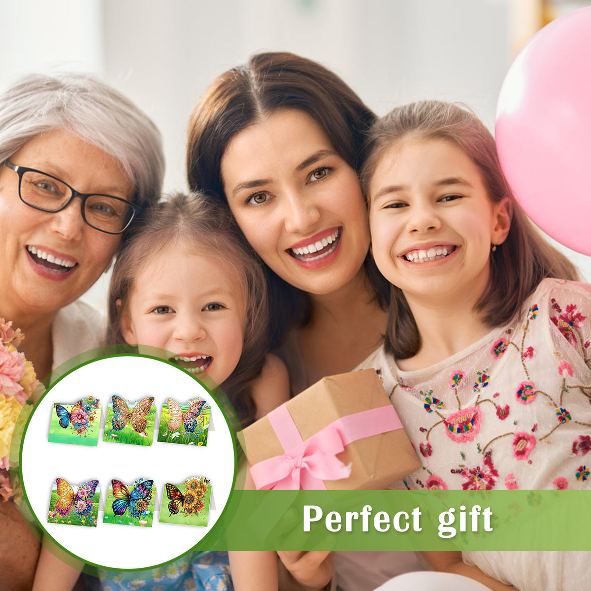 6Pcs Butterfly Lawn DIY Diamond Painting Greeting Card for Holiday Party Favors