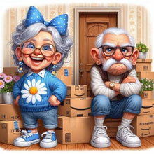 Load image into Gallery viewer, Diamond Painting - Full Round - Happy Grandma And Angry Grandpa (40*40CM)
