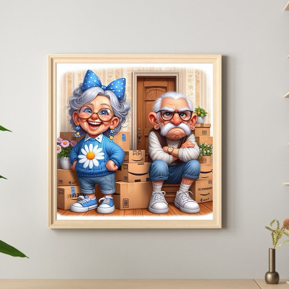 Diamond Painting - Full Round - Happy Grandma And Angry Grandpa (40*40CM)