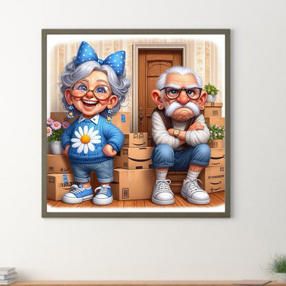 Diamond Painting - Full Round - Happy Grandma And Angry Grandpa (40*40CM)