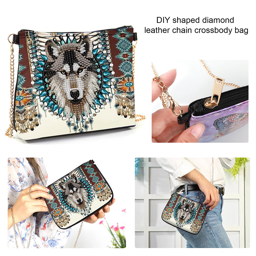 5D Diamond Painting Crossbody Chain Bags Leather Diamond Art Purses for Adults