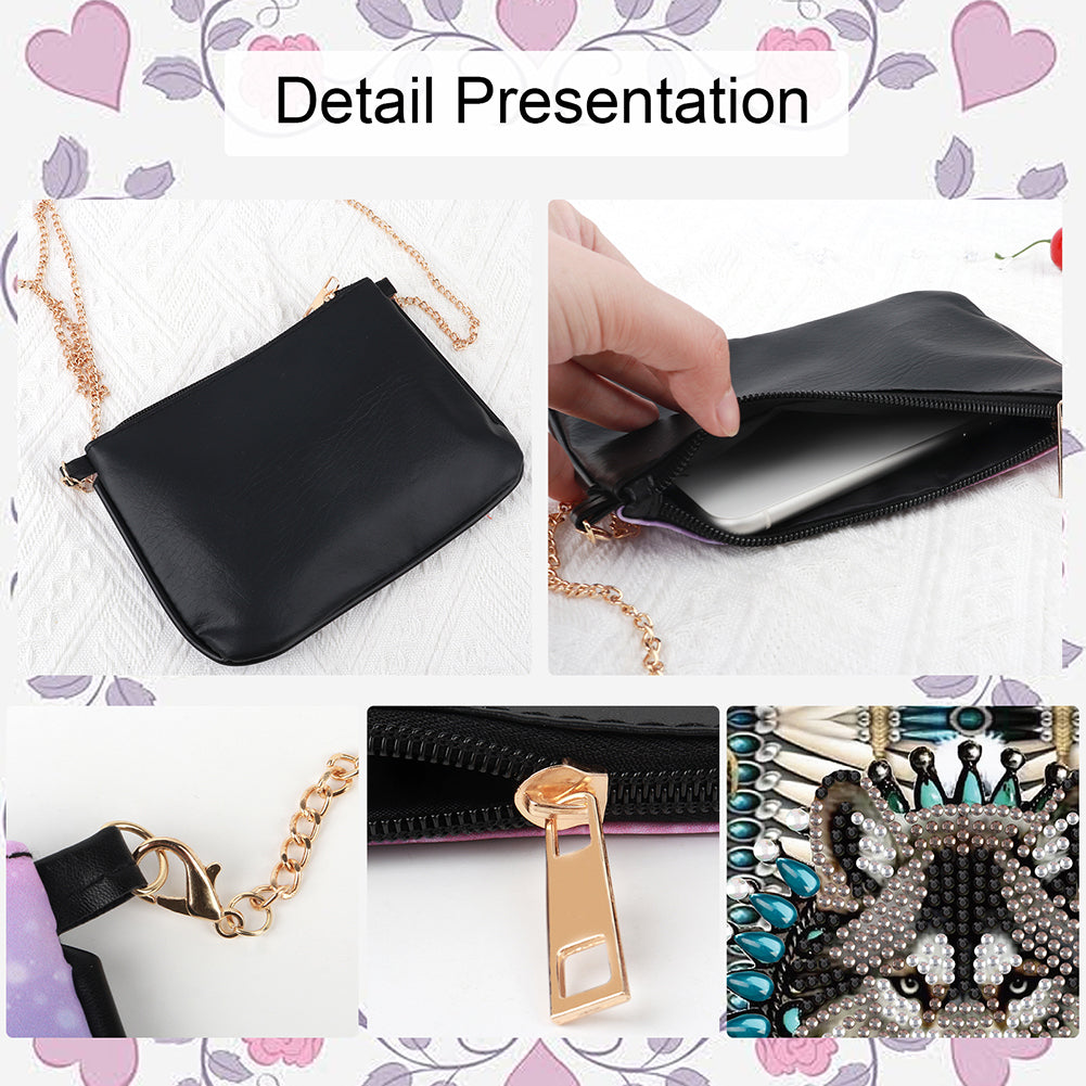5D Diamond Painting Crossbody Chain Bags Leather Diamond Art Purses for Adults