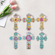 Load image into Gallery viewer, 6Pcs Special Shape Cross Diamond Painting Bookmark Diamond Bookmark Art Projects
