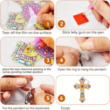 Load image into Gallery viewer, 6Pcs Special Shape Cross Diamond Painting Bookmark Diamond Bookmark Art Projects
