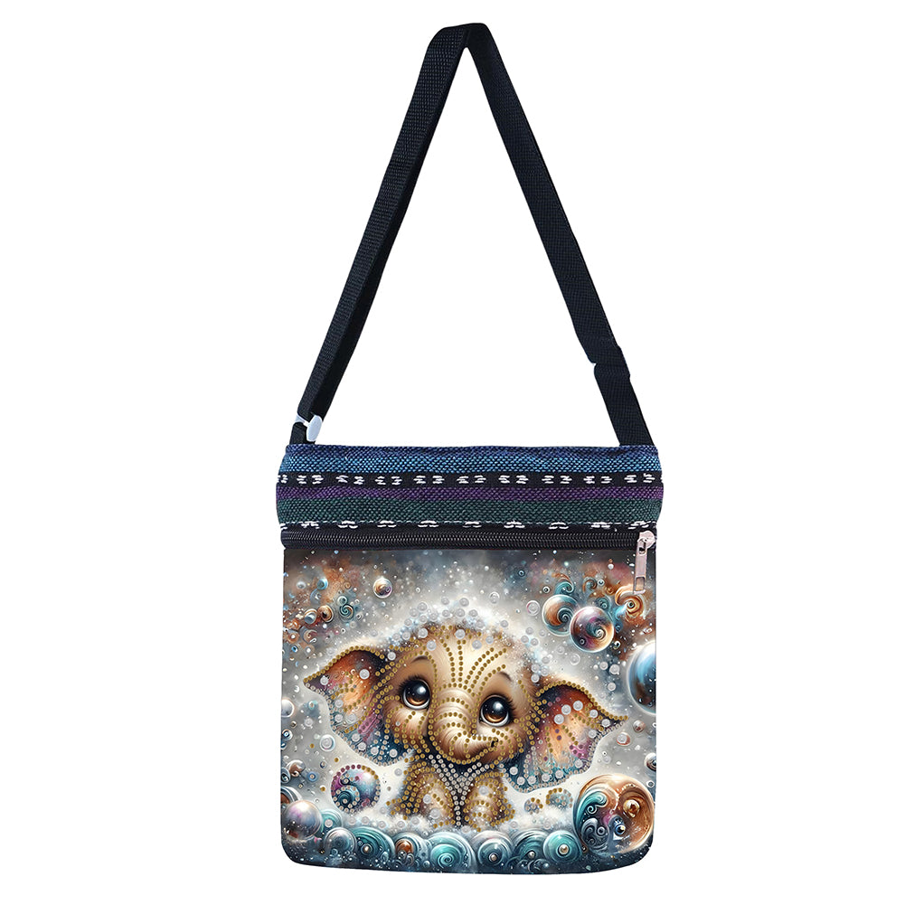 Bathing Elephant Special Shape Diamond Painting Crossbody Bag for Outdoor Travel