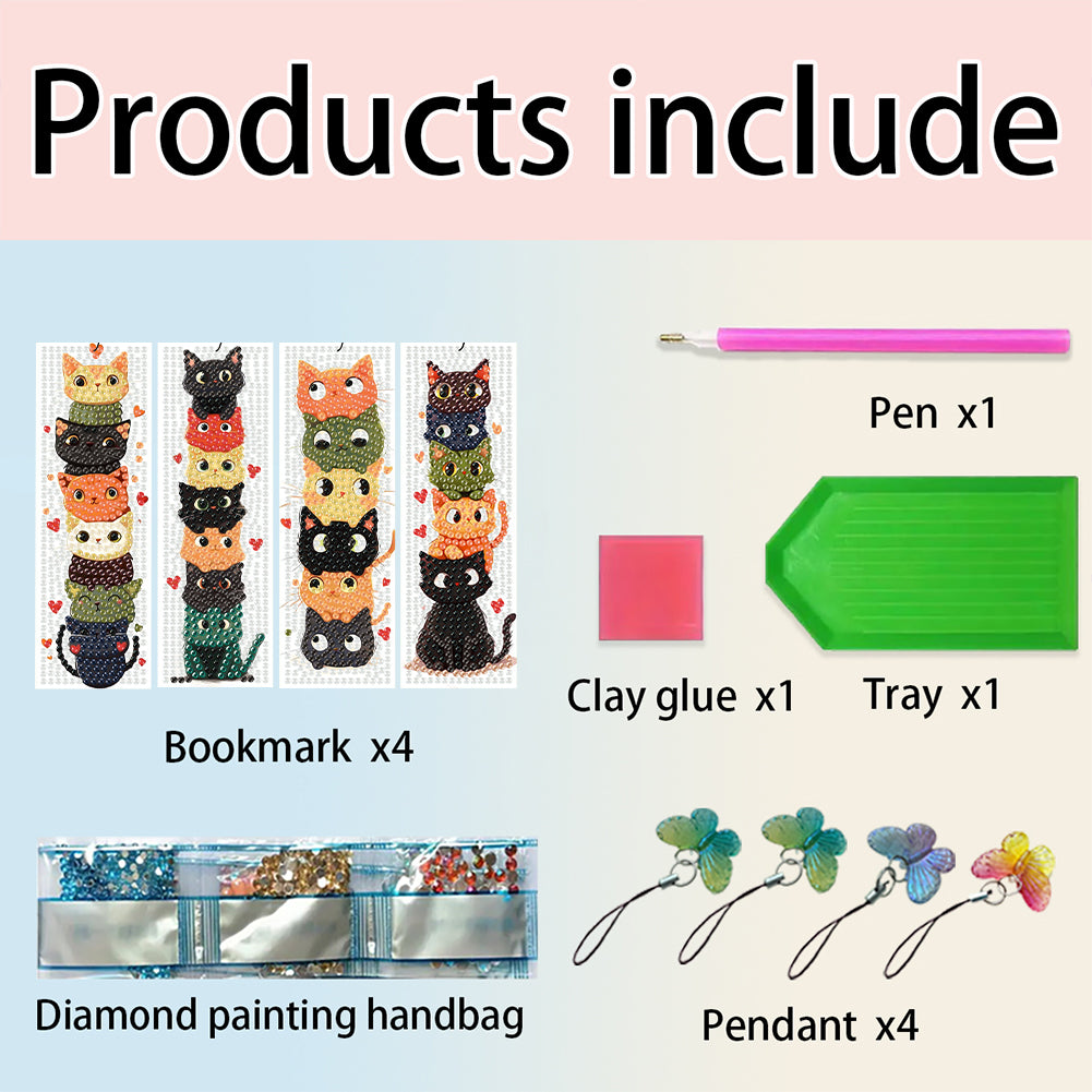 4 Pcs Animal Diamond Painting Bookmarks Diamond Art Bookmarks for Book Lovers
