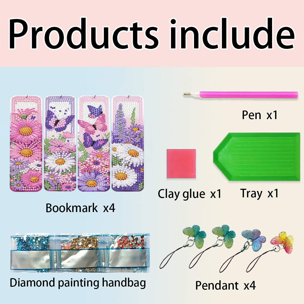 4 Pcs Animal Diamond Painting Bookmarks Diamond Art Bookmarks for Book Lovers