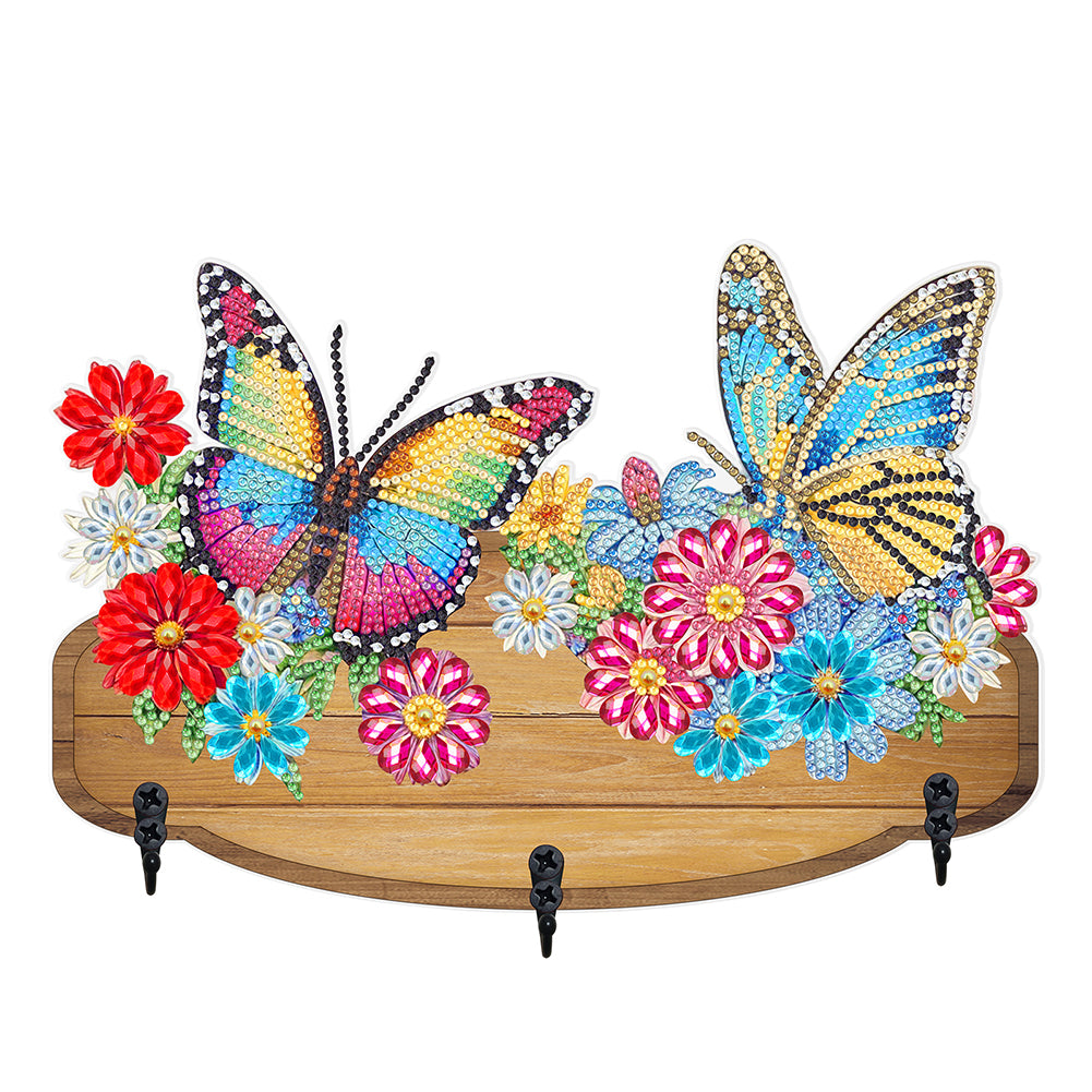 Butterfly Flower Decorative DIY Diamond Painting Art Hooks for Home Office Decor