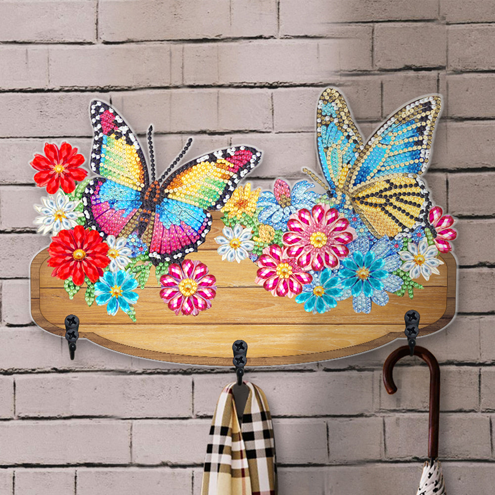 Butterfly Flower Decorative DIY Diamond Painting Art Hooks for Home Office Decor