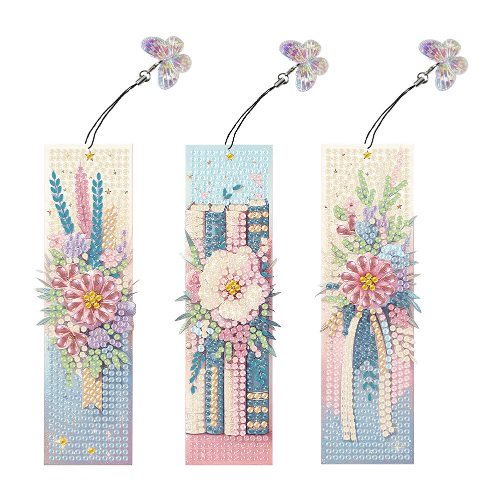 3 Pcs Flower Diamond Painting Bookmarks Diamond Art Bookmarks for Book Lovers