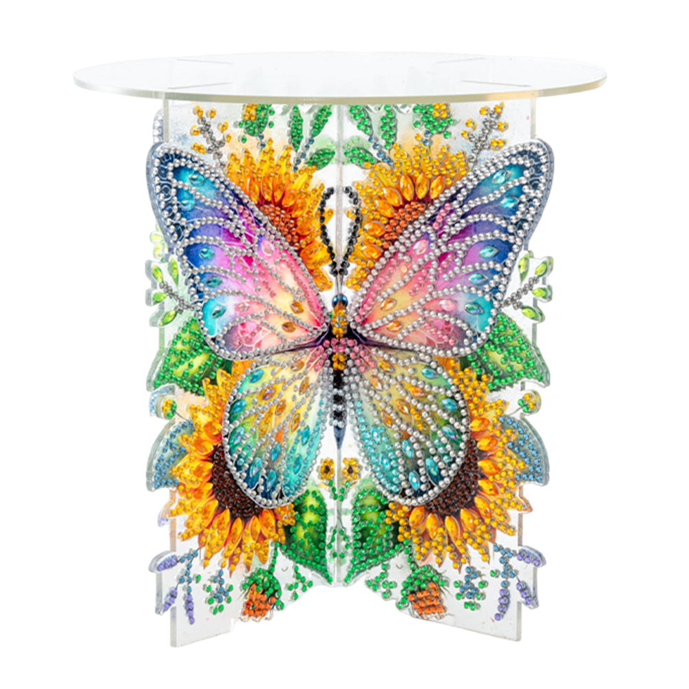 Acrylic Butterfly Round Flower Pot Riser Potted Plant Holder Rack for Home Decor