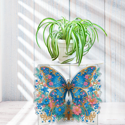 Acrylic Butterfly Round Flower Pot Riser Potted Plant Holder Rack for Home Decor
