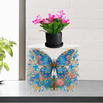Acrylic Butterfly Round Flower Pot Riser Potted Plant Holder Rack for Home Decor