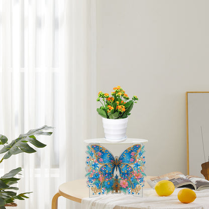 Acrylic Butterfly Round Flower Pot Riser Potted Plant Holder Rack for Home Decor