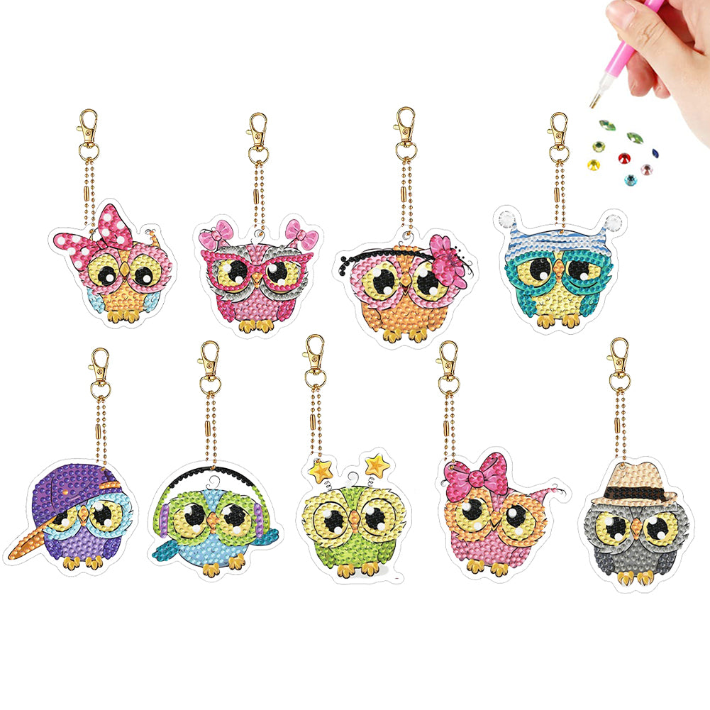 Double Sided Special Shape Animals Diamond Art Craft Keychain for Party Supplies