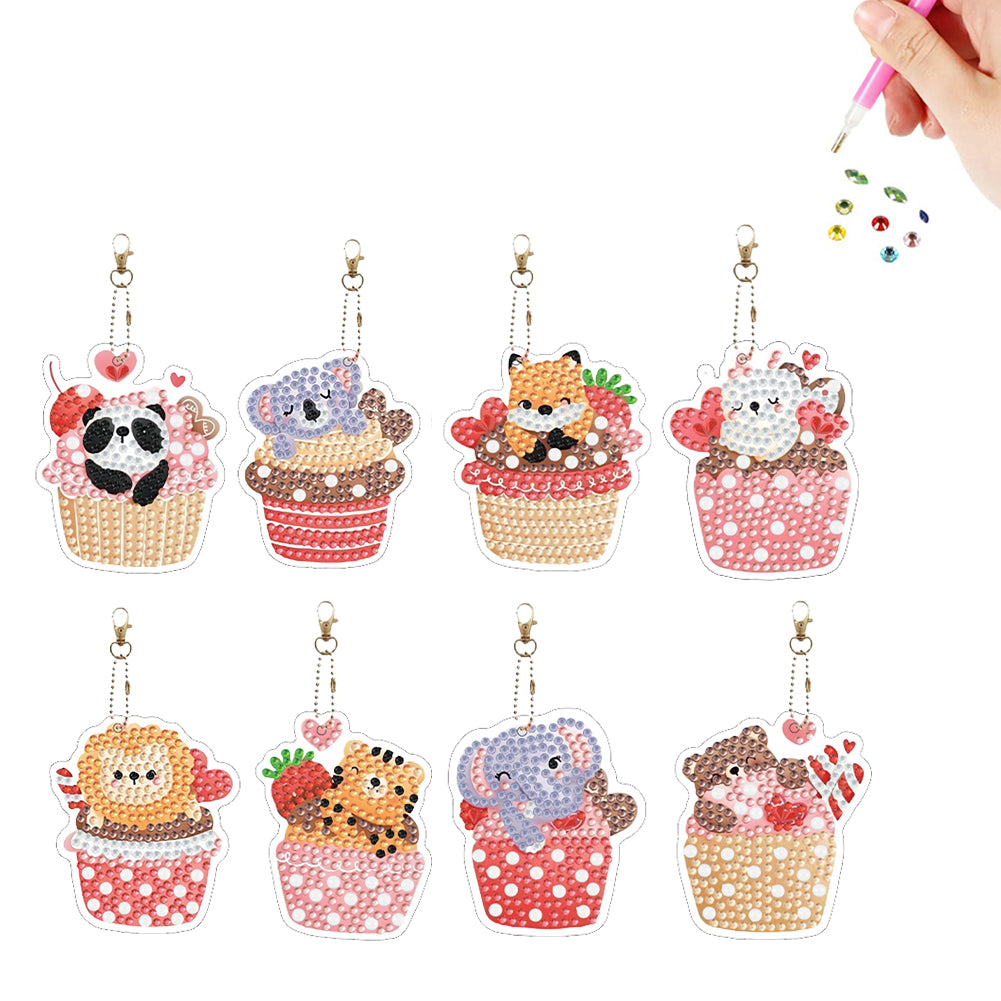 Double Sided Special Shape Animals Diamond Art Craft Keychain for Party Supplies
