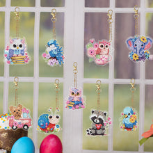 Load image into Gallery viewer, Double Sided Special Shape Animals Diamond Art Craft Keychain for Party Supplies
