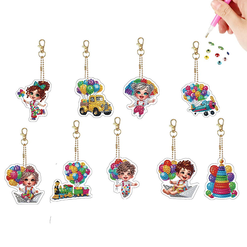 Double Sided Special Shape Animals Diamond Art Craft Keychain for Party Supplies