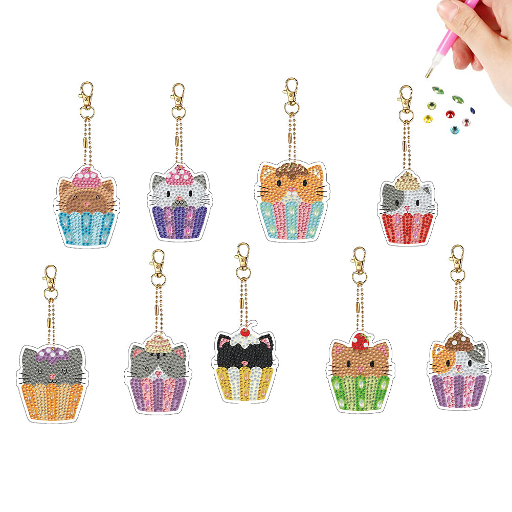 Double Sided Special Shape Animals Diamond Art Craft Keychain for Party Supplies