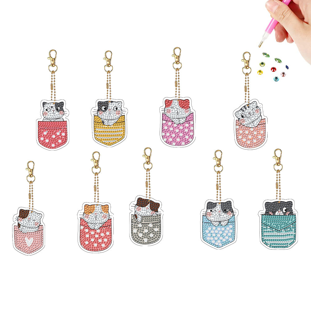 Double Sided Special Shape Animals Diamond Art Craft Keychain for Party Supplies