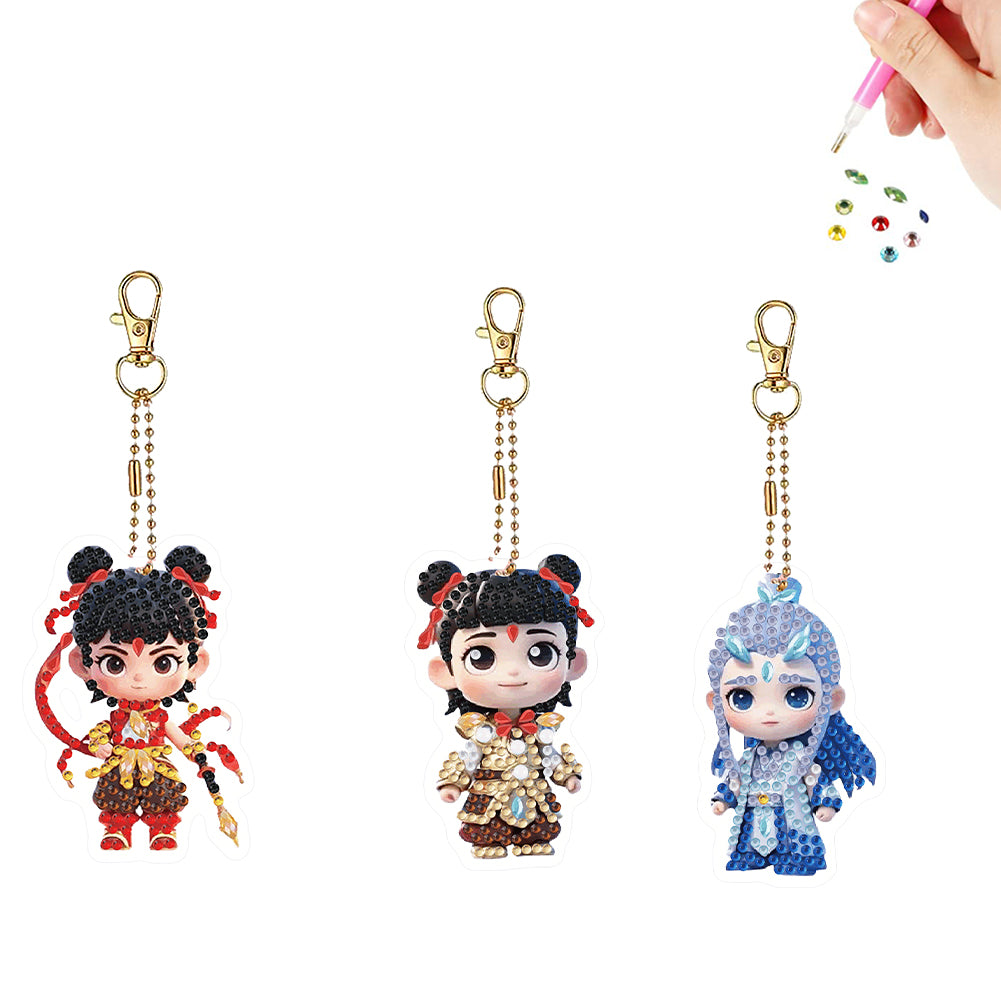 Double Sided Special Shape Animals Diamond Art Craft Keychain for Party Supplies