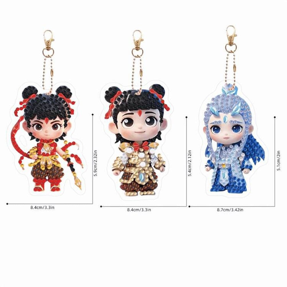Double Sided Special Shape Animals Diamond Art Craft Keychain for Party Supplies