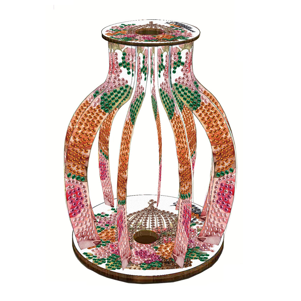 Acrylic Wood Diamond Painting Flower Vase 5D DIY Diamond Art Vase for Home Decor