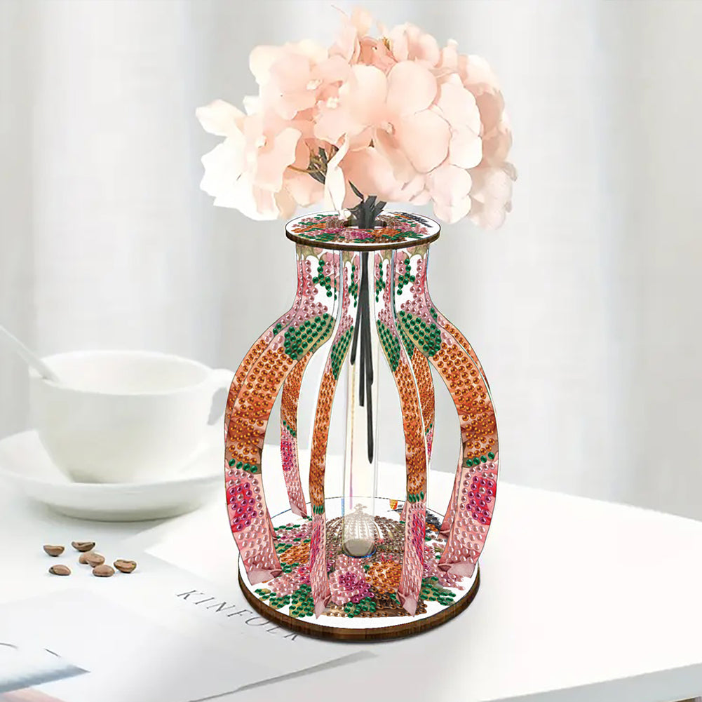 Acrylic Wood Diamond Painting Flower Vase 5D DIY Diamond Art Vase for Home Decor