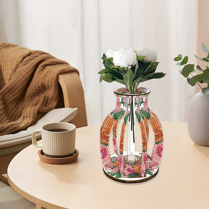 Acrylic Wood Diamond Painting Flower Vase 5D DIY Diamond Art Vase for Home Decor