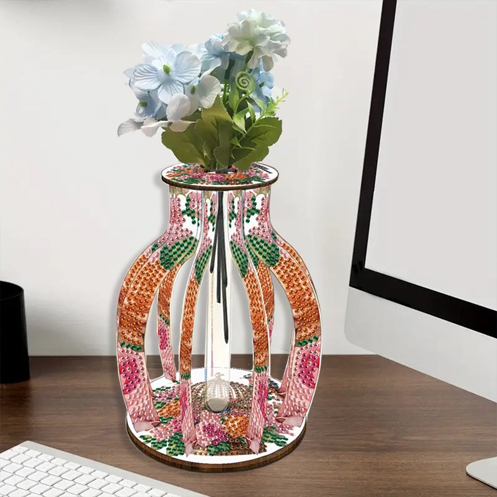 Acrylic Wood Diamond Painting Flower Vase 5D DIY Diamond Art Vase for Home Decor