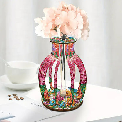 Acrylic Wood Diamond Painting Flower Vase 5D DIY Diamond Art Vase for Home Decor