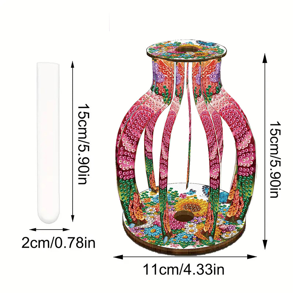 Acrylic Wood Diamond Painting Flower Vase 5D DIY Diamond Art Vase for Home Decor