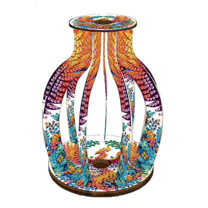 Acrylic Wood Diamond Painting Flower Vase 5D DIY Diamond Art Vase for Home Decor